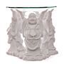 Decorative White Chinese Buddha Oil & Wax Burner With Glass Dish