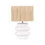 Table Lamp White And Natural Ceramic Paper Pulp Rectangular Shaped Shade