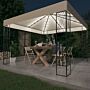 Vidaxl Gazebo With Led String Lights 3x3 M Cream Fabric