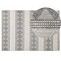 Area Rug Light Beige And Grey Wool Polyester 140 X 200 Cm Hand Woven Geometric Pattern