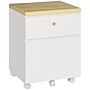 Vinsetto 2-drawer Filing Cabinet With Lock, Mobile File Cabinet With Hanging Bars For A4 Size And Wheels, Home Office Study, White