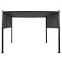 Pergola Grey Polyester Steel 310 X 310 Cm Fabric Shade Metal Frame Solar Led Lights Garden Pavilion