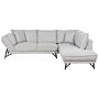 Corner Sofa Light Grey Linen Fabric Upholstery Metal Legs Left Hand 3 Seater Couch Scatter Back Toss Pillows