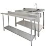 6ft Stainless Steel Catering Bench & 2x Wall Mounted Shelves