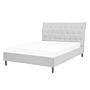 Slatted Bed Frame Grey Polyester Fabric Upholstered Wooden Legs Tufted Headboard 4ft6 Eu Double Size