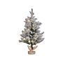 Artificial Christmas Tree Green Synthetic 90 Cm Pre Lit Snow Frosted Flocked Branches Led Fairy Lights Pine Cones Jute Bag Holiday Beliani