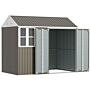 Outsunny 8 X 6 Ft Galvanised Garden Shed, Outsoor Metal Storage Shed With Double Doors Window Air Vents, Grey