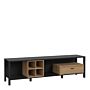 High Rock Wide Tv Unit In Matt Black/riviera Oak