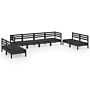 Vidaxl 8 Piece Garden Lounge Set Black Solid Pinewood