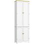 Homcom Freestanding 4-door Kitchen Cupboard, Storage Cabinet Organizer With 4 Shelves,white