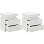 Homcom White Bedside Table With Led Light, High Gloss Front Nightstand With 2 Drawers