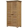 Outsunny Wooden Garden Storage Shed, Compact Utility Sentry Unit, 3-tier Shelves Tool Cabinet Organizer With Asphalt Roof And Shutter Design