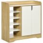 Homcom Shoe Storage With Double Doors And Open Shelves 13 Pair Shoe Storage Organizer Natural And White