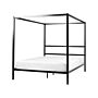 Canopy Bed Frame Black Metal 160 X 200 Cm Double Size Plywood Slats Industrial Minimalist Beliani