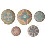 Set Of 5 Wall Decor Multicolour Seagrass Decorative Hanging Plates Baskets Handmade African Style