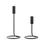 Set Of 2 Candle Holders Black Iron Round Shape Modern Minimalistic Candlesticks Decoration