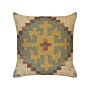 Scatter Cushion Multicolour Jute And Wool 45 X 45 Cm Oriental Pattern Kilim Style Washed Colurs