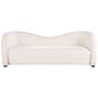 Sofa White Velvet 3 Seater Curved Shape