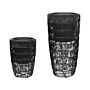 Set Of 2 Plant Pots Black Pe Rattan Round With Plastic Insert