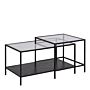 Seaford Black Metal Coffee Table Set With Glass Top