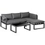 Outsunny 3-seater L-shape Garden Corner Sofa Set With Padded Cushions, Outdoor Conversation Furniture Set With Glass Coffee Table, Grey