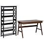 Home Office Set Desk Bookcase Dark Wood And Black Mdf Steel Legs Shelves Drawers Modern Living Room Study Beliani