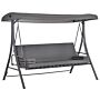 Outsunny Outdoor 2-in-1 Patio Swing Chair Lounger 3 Seater Garden Bench Hammock Bed Adjustable Canopy W/ Cushion, Pillow, Grey