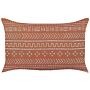 Decorative Cushion Orange Cotton 35 X 55 Cm Geometric Pattern Block Printed