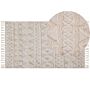 Area Rug Beige Cotton 80 X 150 Cm Minimalistic Tufted Geometric Pattern