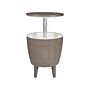 Garden Cool Bar Taupe Polypropylene Built-in Cooler Height Adjustement Mechanism Tabletop ⌀ 49 Cm Taupe