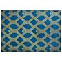 Rug Blue With Gold Geometric Pattern Viscose With Cotton 160 X 230 Cm Style