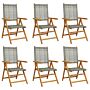 Vidaxl Reclining Garden Chairs 6 Pcs Grey Poly Rattan And Solid Wood