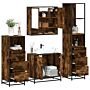 Vidaxl 4 Piece Bathroom Furniture Set Smoked Oak Engineered Wood