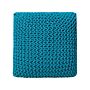 Pouf Ottoman Blue Knitted Cotton Eps Beads Filling Square Small Footstool 50 X 50 Cm