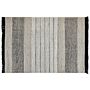 Rug Beige And Black Wool Cotton 140 X 200 Cm Hand Woven Flat Weave With Tassels