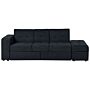 Sectional Sofa Bed Black Fabric Storage Ottoman Pull Out Drawers Click Clack Drop Down Tray Cup Holder Beliani