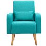 Homcom Accent Chair, Linen-touch Armchair, Upholstered Leisure Lounge Sofa, Club Chair With Wooden Frame, Teal