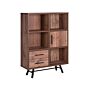 Bookcase Light Wood With Black Legs 131 Cm 2 Drawers 1 Cabinet 4 Shelves