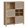 Cestino 3 Door Cabinet In Jackson Hickory Oak And Rattan Effect