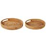 Set Of 2 Decorative Trays Light Natural Rattan Boho Trinket Jewellery Dish Woven