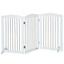 Pawhut Foldable Dog Gate, Wooden Freestanding Pet Gate With 2 Support Feet, Dog Barrier For Doorways, Stairs, Halls - White