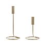 Set Of 2 Candle Holders Gold Iron Round Shape Modern Minimalistic Candlesticks Decoration