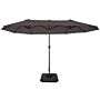 Outsunny 4.6m Garden Parasol Double-sided Sun Umbrella Patio Market Shelter Canopy Shade With Umbrella Stand, Grey