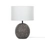 Table Lamp Black Ceramic Base Unique Shape White Fabric Shade Modern Design Home Light