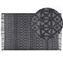 Rug Black Wool Polyester 200 X 300 Cm Geometric Pattern Tassels