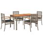 Vidaxl 5 Piece Garden Dining Set With Cushions Grey Poly Rattan