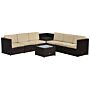 Outsunny 6-seater Garden Rattan Furniture Patio Sofa And Table Set With Cushions Garden Corner Sofa 8 Pcs Corner Wicker Seat Brown