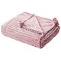 Blanket Pink Polyester 150 X 200 Cm Ribbed Structure With Pom-poms Throw Bedding