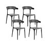 Set Of 4 Garden Chairs Dark Grey Polypropylene Lightweight Weather Resistant Plastic