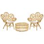 Bistro Set Beige Rattan 2 Chairs 1 Coffee Table Outdoor Indoor Cotton Seat Pads